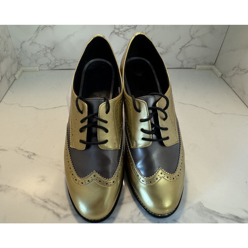 Doc Martens Gastby Polina Wingtip Oxfords Air Cushion Gold & Platinum Size 11